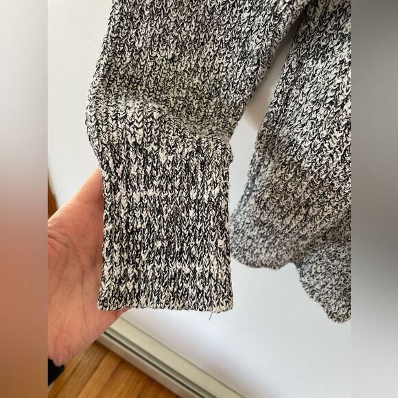 Free People Sweater Cropped Boxy Black Marled Long Slv Raglan large - Picture 5 of 6